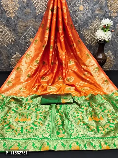 Festive Wear Jari Woven Banarsi Silk Saree With Blouse Piece-thumb0
