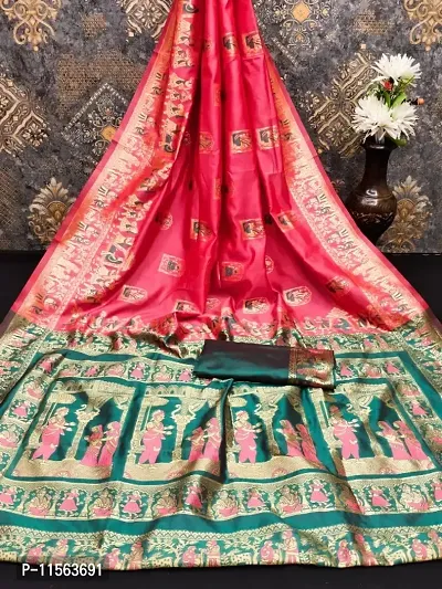 Festive Wear Jari Woven Banarsi Silk Saree With Blouse Piece