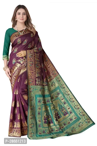 Classic Silk Blend Woven Design Saree with Blouse piece