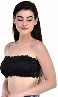 Kamini Women's Net Lightly Padded Non-Wired Tube Bra Black Pack of 1-thumb2