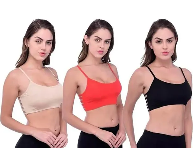 Stylish Blend Solid Bras For Women Pack Of 3