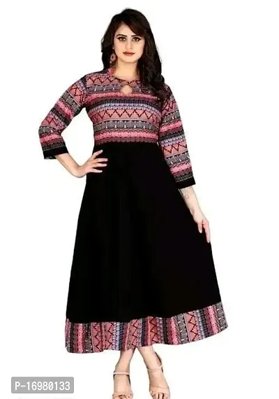 Stylish A-Line Black Cotton Kurta For Women-thumb0