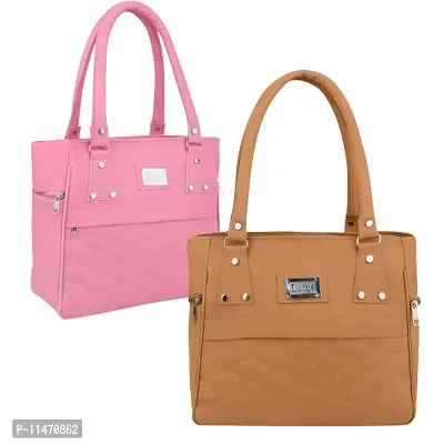 Stylish Multicoloured PU Self Pattern Handbags For Women Pack Of 2