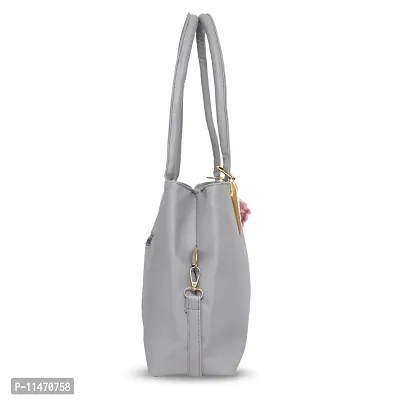 Stylish Grey PU Self Pattern Handbags For Women-thumb3