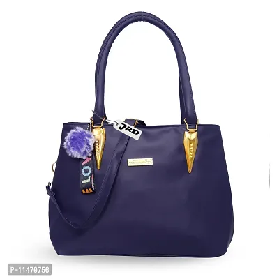 Stylish Blue PU Self Pattern Handbags For Women