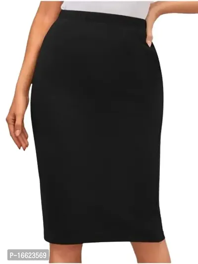 JO JO Creation Regular Pencil Skirt Black, Maroon-thumb0