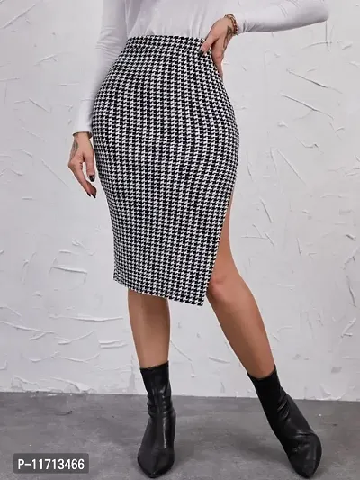 Classic Knitted Checked Skirts for Women