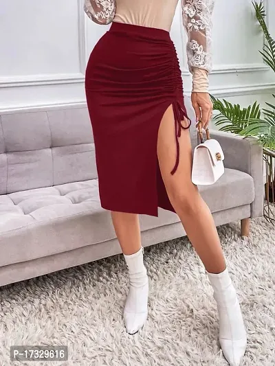 Pencil Maroon Skirt For Woman-thumb0