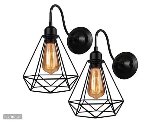 Groeien Antique Wall Decorative Diamond Cage Pendant Hanging Light For Indoor, Outdoor - St64 Filament Bulb Included - Pack Of 2