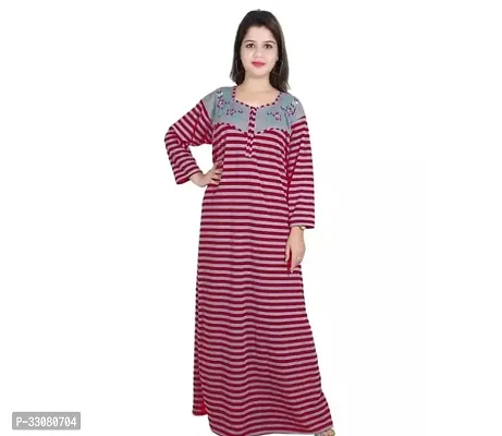 Comfortable Maroon Cotton Nighty For Women-thumb0