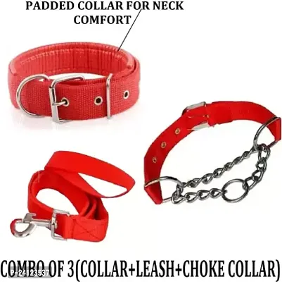 Dog Collar and Leash(Small, Red)-thumb0