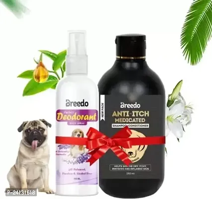 Odor Dog Deodorant Perfume Spray + Anti-Itch Shampoo Natural Cologne(350 Ml) Combo Pack