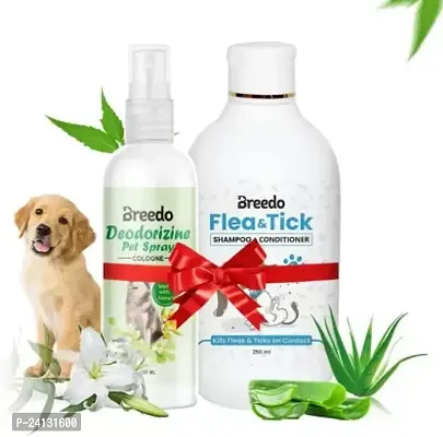 Dog and Cat Need (Combo Of 2) Flea and Tick Shampoo Deodorizine Body Spray Perfume Allergy Relief, Conditioning, Anti-Fungal, Anti-Microbial, Anti-Itching, Anti-Dandruff Natural Dog Shampoo(350 Ml) Combo Pack