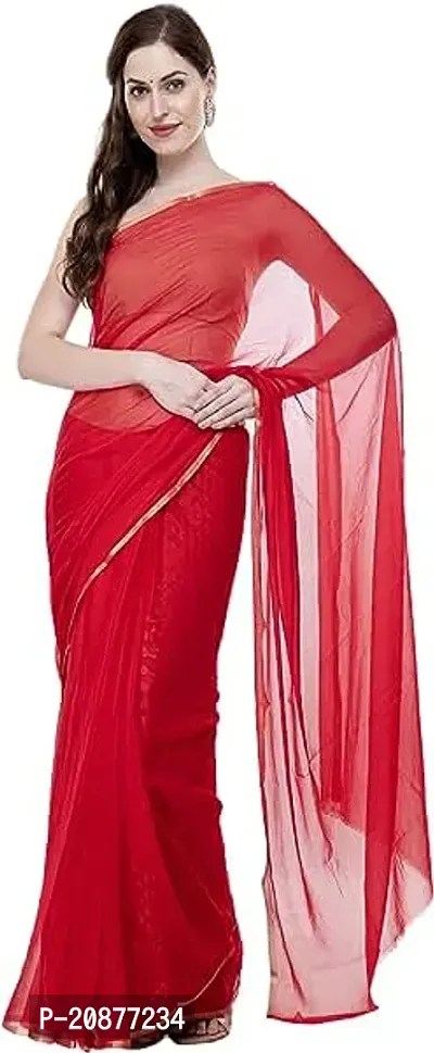 Fancy Poly Chiffon Saree with Blouse Piece for Women-thumb0