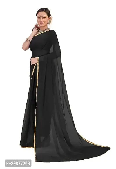 Fancy Poly Chiffon Saree with Blouse Piece for Women-thumb0