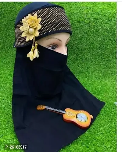 Contemporary Navy Blue Chiffon Solid Hijab For Women-thumb0