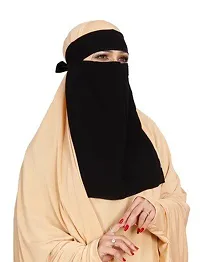 Contemporary Black Chiffon Solid Hijab For Women-thumb1