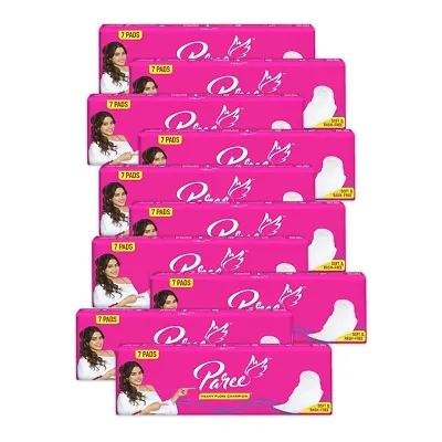 Paree Soft  Rash Free Regular Sanitary Pads for Women|7 Pads each (Combo of 10)|Quick Absorption|Heavy Flow Champion|Gentle Fragrance|Leakage-Proof|Skin Friendly