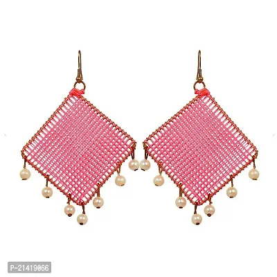 SM FASHION Stylish Silk Thread Earrings | Unique Earrings For Women  Girls Use Every Wear Fabric Ear Thread (Pink)