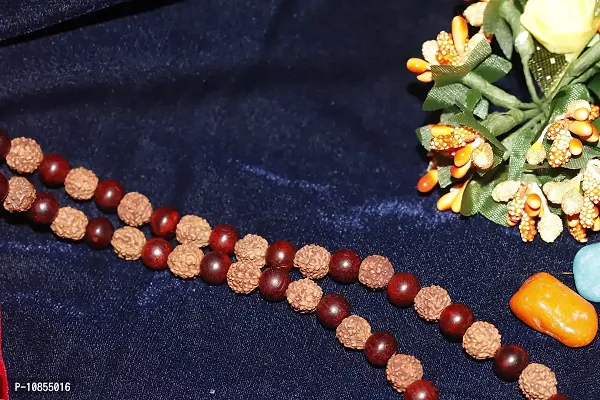 Top Trends? RED Sandalwood and Rudraksha Mix Beads Religious Japa Mala Malai for Meditation & Chanting [ 108+1 Beads Mix RED Sandalwood and Rudraksha ]-thumb4