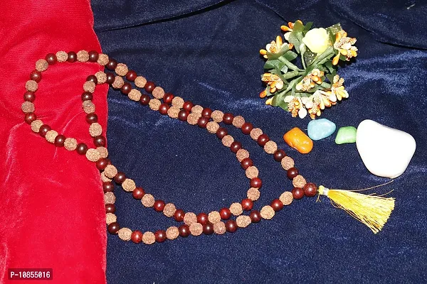 Top Trends? RED Sandalwood and Rudraksha Mix Beads Religious Japa Mala Malai for Meditation & Chanting [ 108+1 Beads Mix RED Sandalwood and Rudraksha ]-thumb0