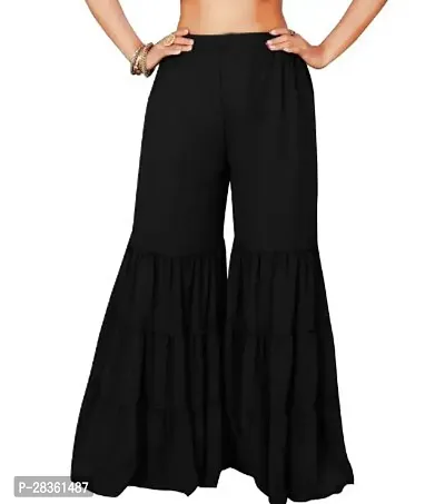 Stunning Black Georgette Solid Palazzo For Women-thumb0