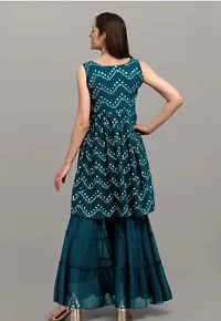 Stylish Green Georgette Kurta With Palazzo Set For Women-thumb1