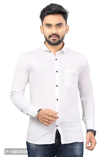 Stylish Cotton Blend Long Sleeves Casual Shirt for Men-thumb0