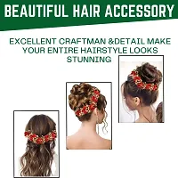 Gajra Hair Accessories for Women Juda Bun,Red Colour Pack of 1-thumb2