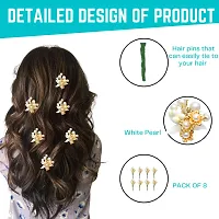 Women Artificial Flower Pearl Hair Accessories And Hair Pin for Women, Pack of 8-thumb3