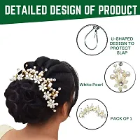 Artificial Flowers made Bridal Hair Accessories for women (Pearl), Pack of 1-thumb3