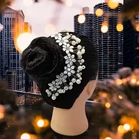 Vanity Glam Women Stylish Attractive Artificial Round Shape Flower with White Pearl Wedding Hair Accessories/Hair Pins/Juda Pins for Women and Girls (Pack of 6)(White)-thumb4