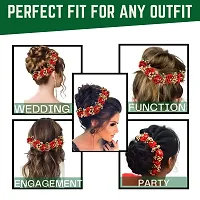 Gajra Hair Accessories for Women Juda Bun,Red Colour Pack of 1-thumb3