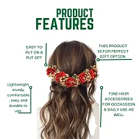 Gajra Hair Accessories for Women Juda Bun,Red Colour Pack of 1-thumb1