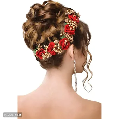 Gajra Hair Accessories for Women Juda Bun,Red Colour Pack of 1