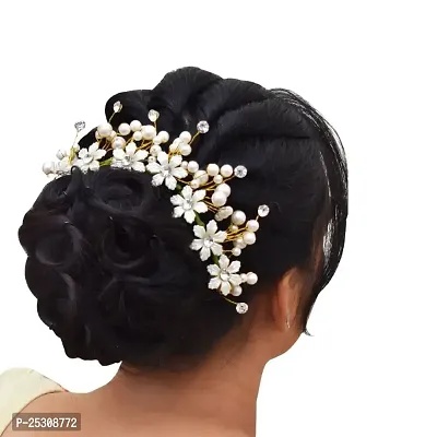 Artificial Flowers made Bridal Hair Accessories for women (Pearl), Pack of 1