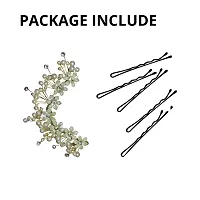 Vanity Glam Latest Silver Artificial flower Juda Hair Pin  Hair Accessories For Girls  Women (Pack of 1) (New Green Golden)-thumb4