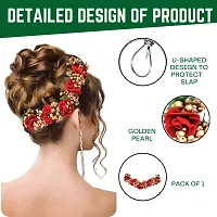 Gajra Hair Accessories for Women Juda Bun,Red Colour Pack of 1-thumb4