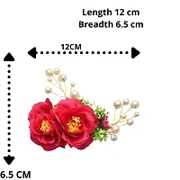 Vanity Glam Kids Attractive Artificial Flower Shaped Wedding Hair Accessories/Hair Pins/Juda Pins for Kids Girls - (Red Green ) (5 Pieces Hair Pins  1 Hair Accessories) (Multiple Styles)-thumb2