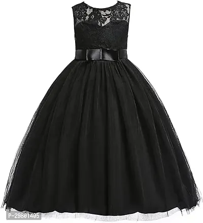 Fabulous Black Satin A-Line Dress For Girls