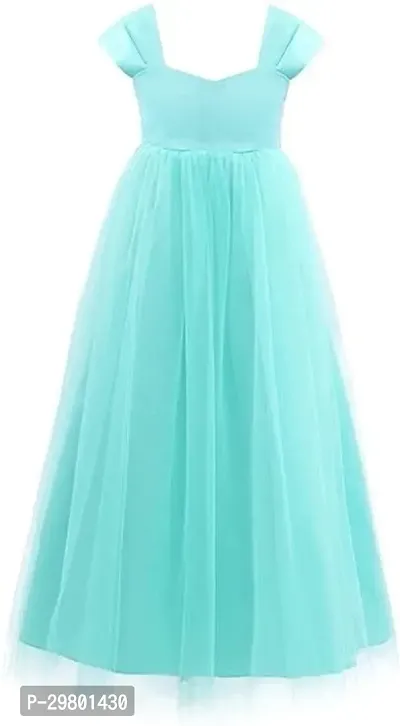 Fabulous Green Satin A-Line Dress For Girls