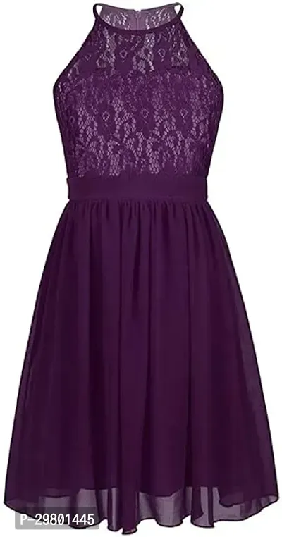 Fabulous Purple Cotton Spandex A-Line Dress For Girls