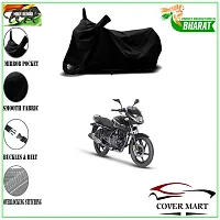 COVER MART- Motorcycle Bike Cover Compatible for Bajaj Pulsar 150 BS6 Water Resistance Dustproof UV Protection Indor Outdor Parking with All Varients Full Body (Black Color)-thumb1