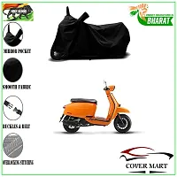 COVER MART- Motorcycle Bike Cover Compatible for Lambretta V125 BS6 Water Resistance Dustproof UV Protection Indor Outdor Parking with All Varients Full Body (Black Color)-thumb1