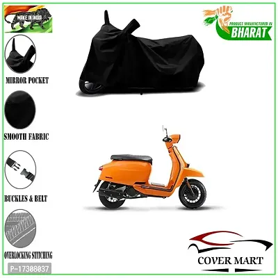 COVER MART- Motorcycle Bike Cover Compatible for Lambretta V125 BS6 Water Resistance Dustproof UV Protection Indor Outdor Parking with All Varients Full Body (Black Color)-thumb2