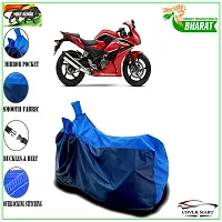 COVER MART- Motorcycle Bike Cover Compatible for Honda CBR300R BS6 Water Resistance Dustproof UV Protection Indor Outdor Parking with All Varients Full Body (Nevy and Blue Color)-thumb1