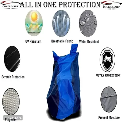 COVER MART- Motorcycle Bike Cover Compatible for Bajaj New Chetak Water Resistance Dustproof UV Protection Indor Outdor Parking with All Varients Full Body (Nevy and Blue Color)-thumb4