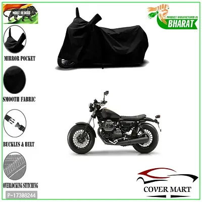 COVER MART- Motorcycle Bike Cover Compatible for Moto Guzzi V9 Bobber BS6 Water Resistance Dustproof UV Protection Indor Outdor Parking with All Varients Full Body (Black Color)-thumb2