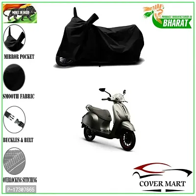 COVER MART- Motorcycle Bike Cover Compatible for Bajaj Urbanite Chetak BS6 Water Resistance Dustproof UV Protection Indor Outdor Parking with All Varients Full Body (Black Color)-thumb2