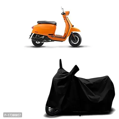 COVER MART- Motorcycle Bike Cover Compatible for Lambretta V125 BS6 Water Resistance Dustproof UV Protection Indor Outdor Parking with All Varients Full Body (Black Color)-thumb0